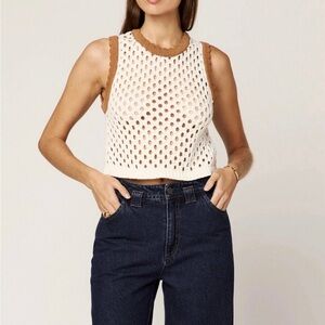 Cleobella Brownwyn Sweater Top- Ivory/Brown